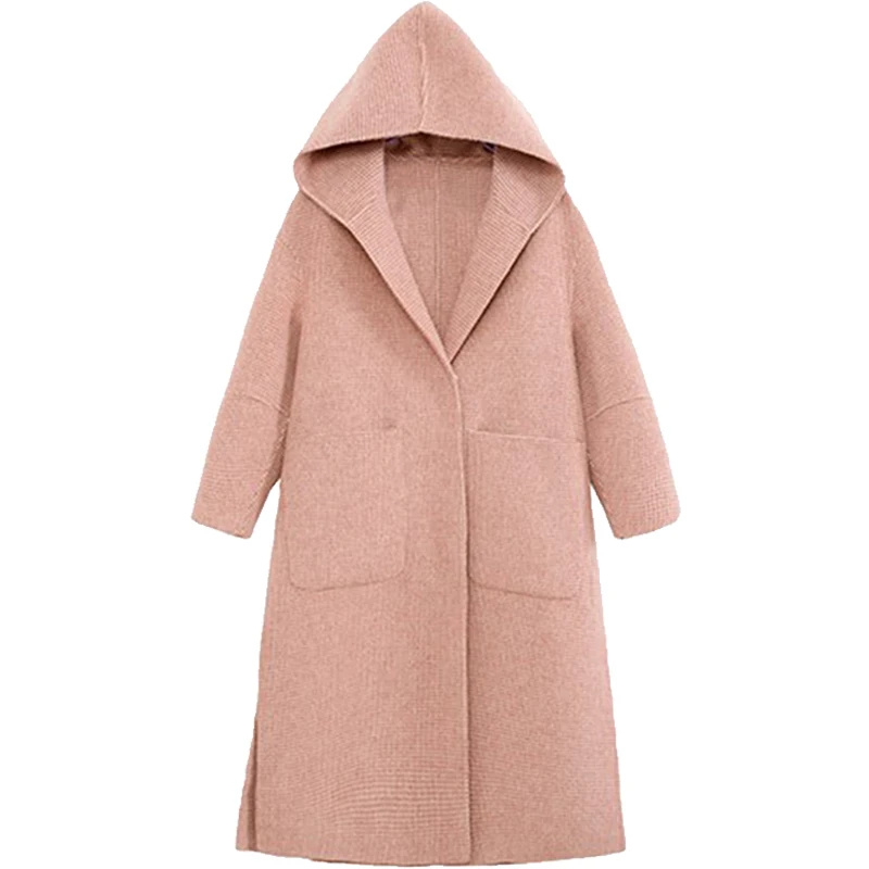

2020 New Women's Wool Jackets With Hooded Fashion High Quality Solid Cashmere Coat Casual Sexy Loose Coat Girls Ladies Jackets