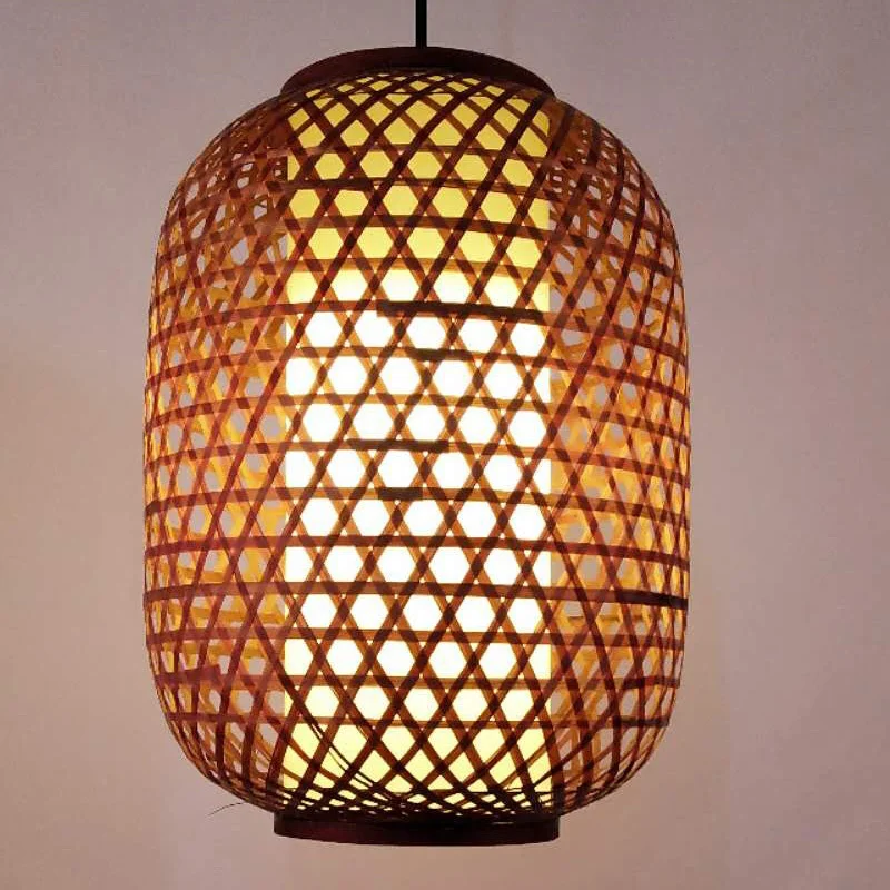 Goedkoop Bamboe Rieten Lantaarn Hanglamp Armatuur Azië Rustieke Japanse Opknoping Lamp Avize Luminaria Indoor Home Eetkamer Restaurant