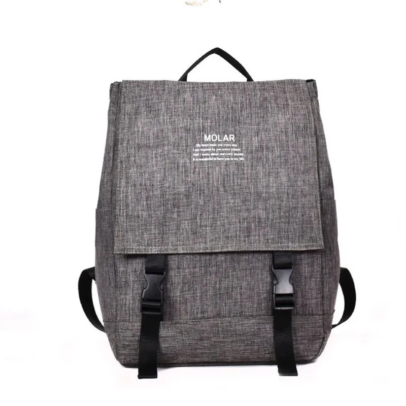 

New Solid Color Retro Backpack Waterproof Canvas Hasp Big Cover Large Capacity Casual Fashion Lightweight School Bag