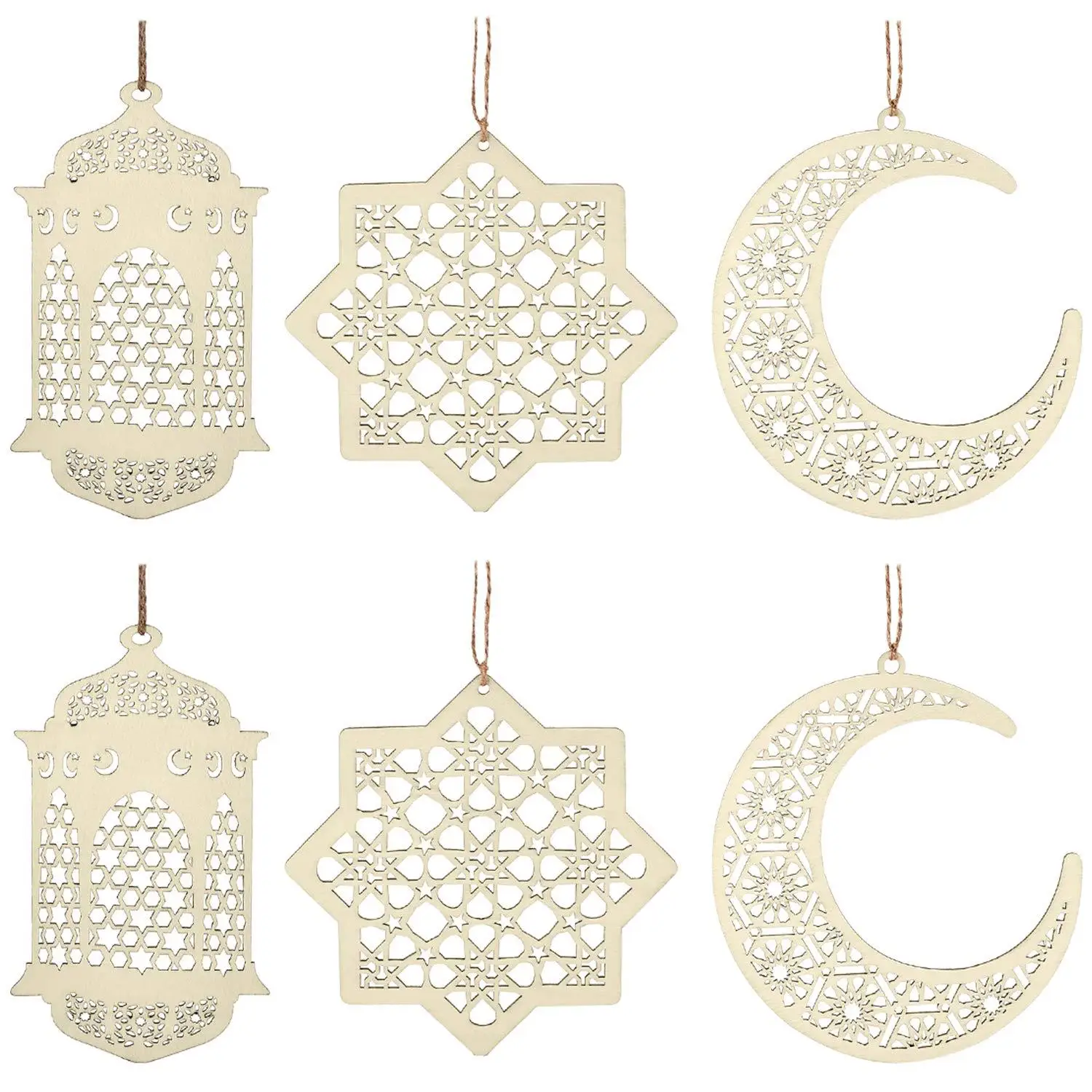 

DIY Eid Mubarak Pendant Desktop Wooden Decorative Ornaments Muslim Islamic Decorative Ornaments for Home Decoration