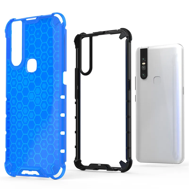 ДЛЯ Vivo S1 чехол Tranparent Honeycomb Чехол Прочный Гибридный бронированный бампер жесткий