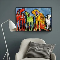 abstract art dogs canvas poster wall art colorful dog canvas print animal painting animal picture for living room home decor