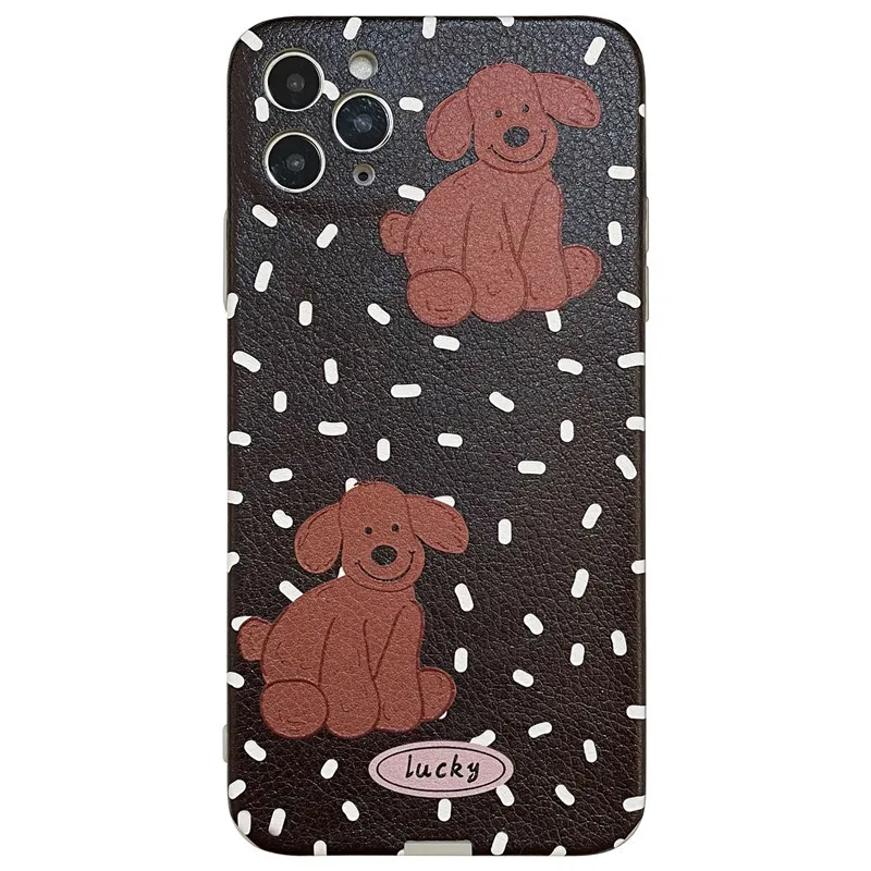 

Fashion Simple couple cute bear dog phone case for iPhone11 12Pro Max mini X XR XSMax 8 7PluS anti-fall protective back cover