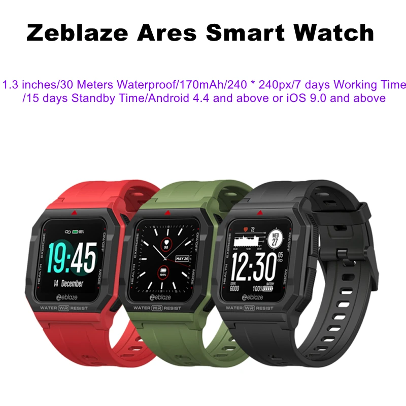 Умные часы Zeblaze Ares BT5.0 возможностью погружения на глубину до 30 м
