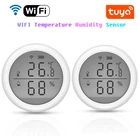 Датчик температуры и влажности для умного дома Tuya, Wi-Fi, светодиодный экран, работает с Alexa, Google Assistant, умный дом, концентратор не нужен
