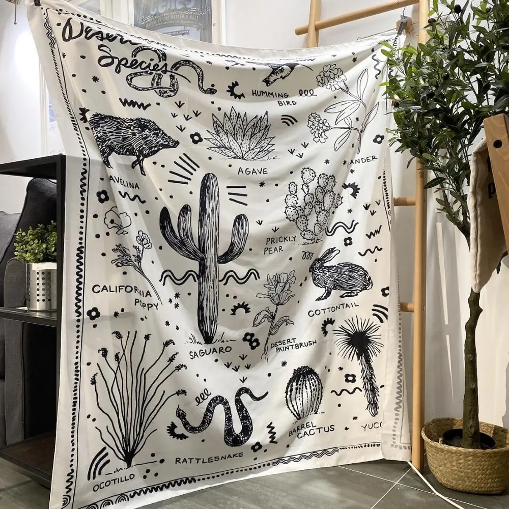 Одеяло пустынное растение Saguaro настенный гобелен хиппи психоделический ковер