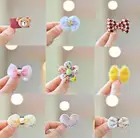 Новый 4 шт.компл. Мини ручной работы бант из ткани заколки для волос с небольшим количеством волос новорожденного нарисованной длинноволосой девочкой, аксессуары, малоенькая прогулочная коляска заколки J158