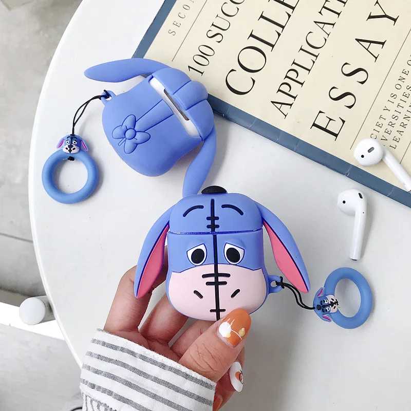 3D Eeyore чехол для AirPods милый мультяшный силиконовый Bluetooth защитный наушников Airpods 2 с
