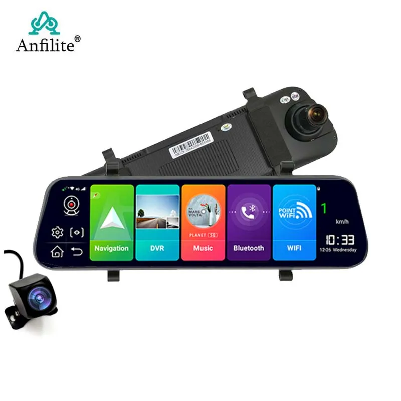 Зеркало заднего вида Anfilite 10 дюймов ADAS Android 8 1 4G Wi Fi GPS навигатор FHD