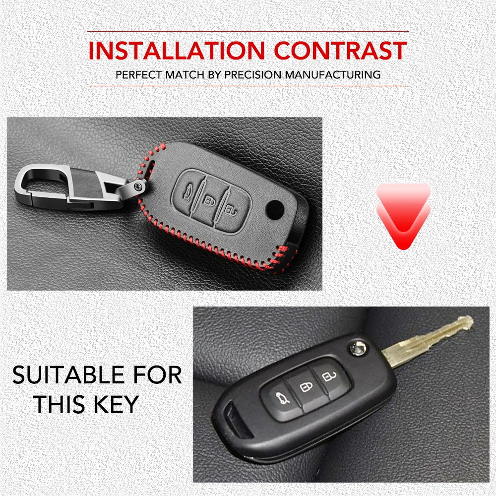 Кожаный чехол-книжка для автомобильного ключа Renault Kadjar Captur Symbol Koleos Megane 2016 2017 2018