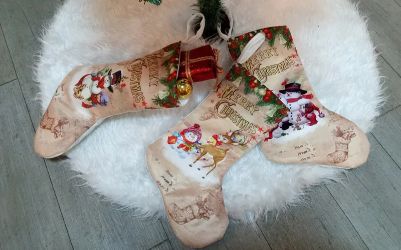 New Year Christmas Stocking Candy Dragee Small Boots Pendant Cloth Bags Christmas Decorations for Home Santa Sacks Presents