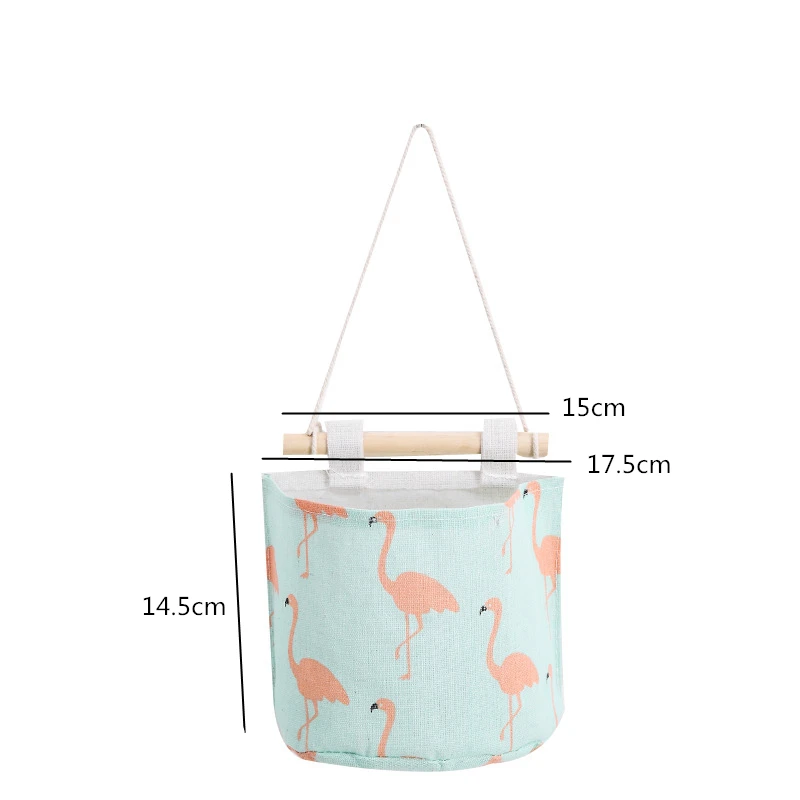 Настенная сумка для хранения из хлопка и льна с рисунком фламинго|Украшения