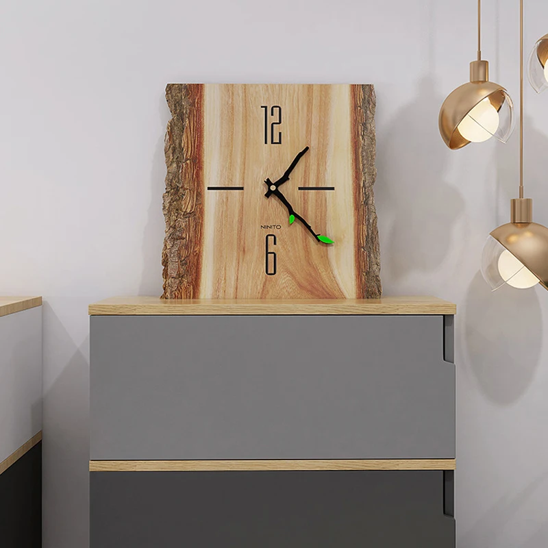 

Nordic Wooden Wall Clock Modern Design Living Room Decoration Tree Pattern Hanging Clocks Wall Watch Home Decor 12 inch
