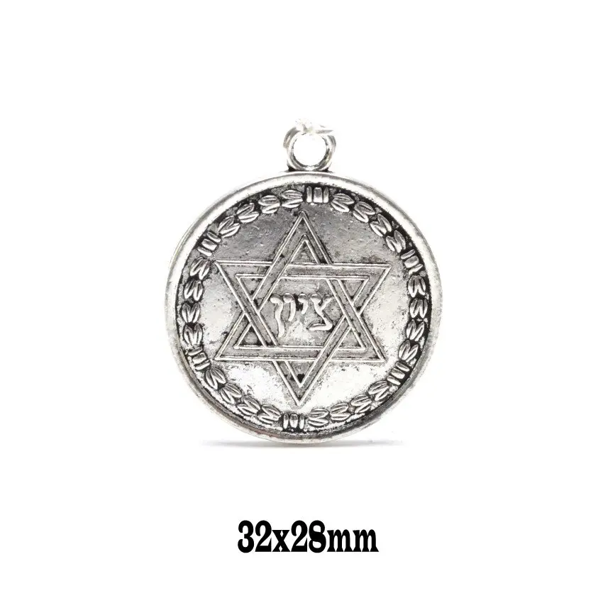 Бесплатная доставка 20 шт. античный серебряный тональный волшебный Давид амулет