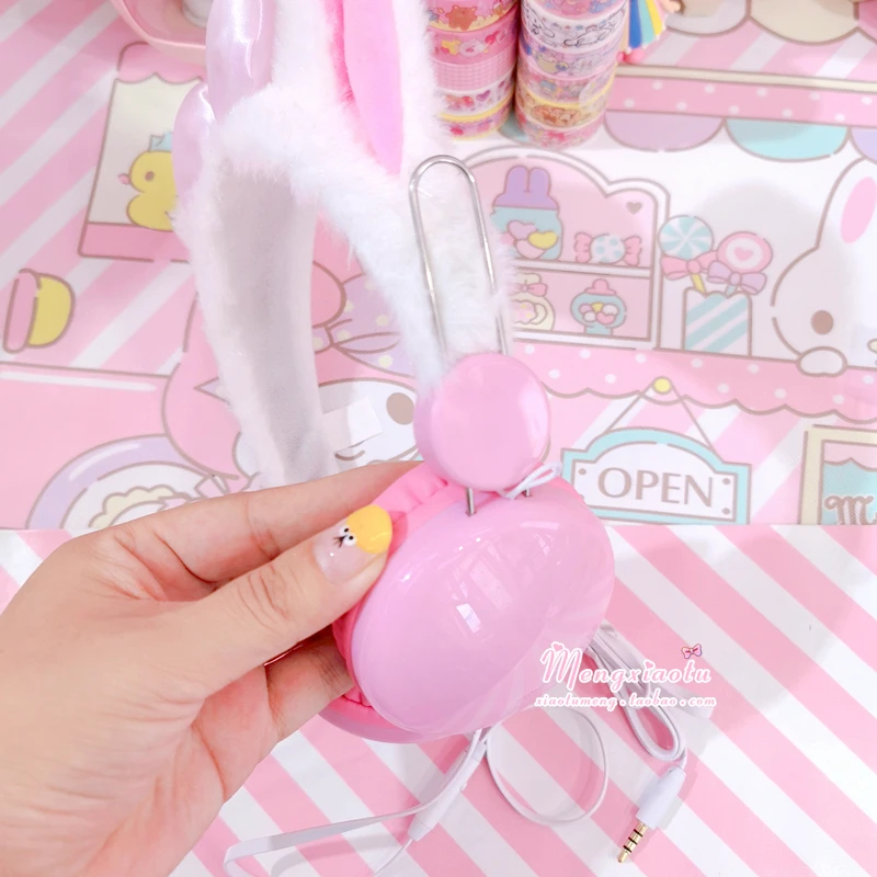 Милые розовые плюшевые женские зимние наушники теплые с животными кошачьи