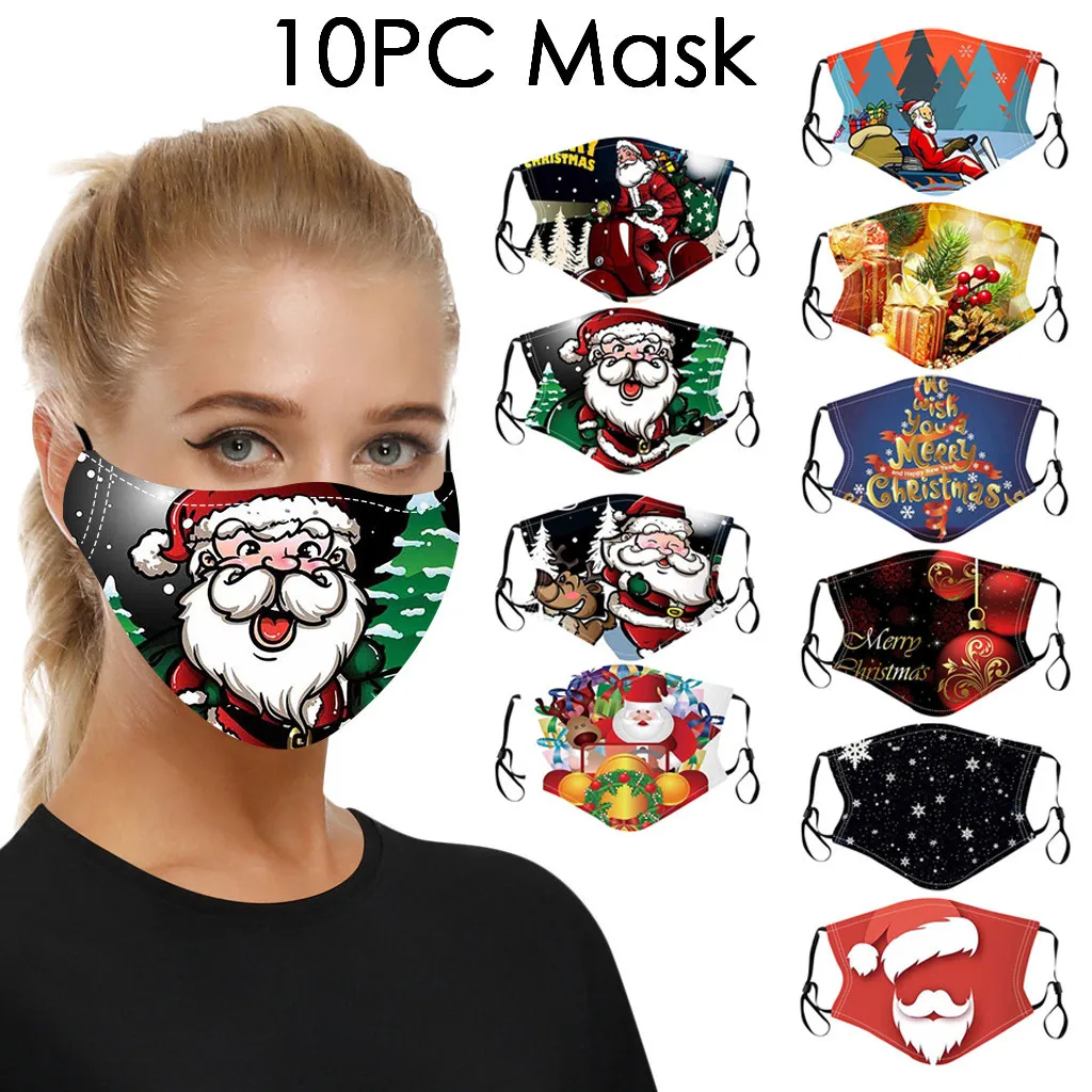 10 шт. рождественские Вечерние Маски унисекс с принтом Санта Клауса принт
