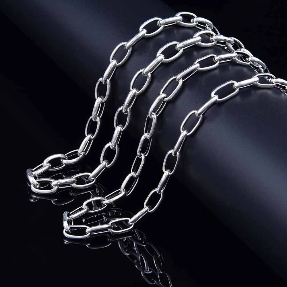 100% Solid S925 Sterling Silver O Chains Necklace For Mens Womens Fine Jewelry Hot sale Egg type Chain 4/5mm S Clasp Chain