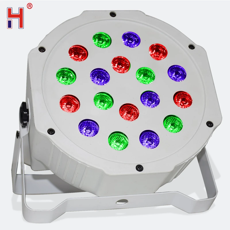 

Плоский светодиодный диско-светильник для вечерние 18 х3 Вт RGB DMX512 со сценическим эффектом, со стробоскопическим освесветильник ением для по...