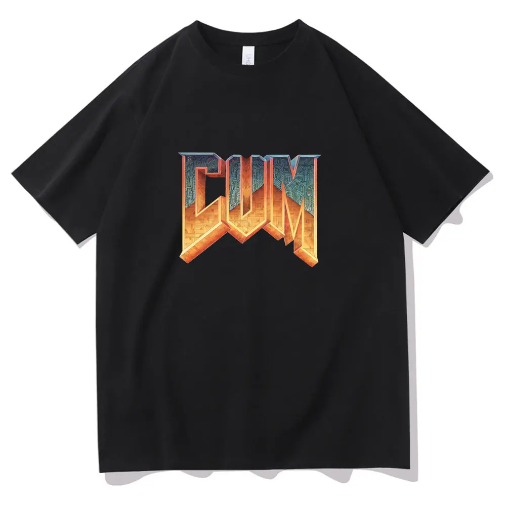 

Футболка Doom Cum мужская с графическим рисунком, тенниска из хлопка, модная черная майка в стиле унисекс, европейского размера, на лето