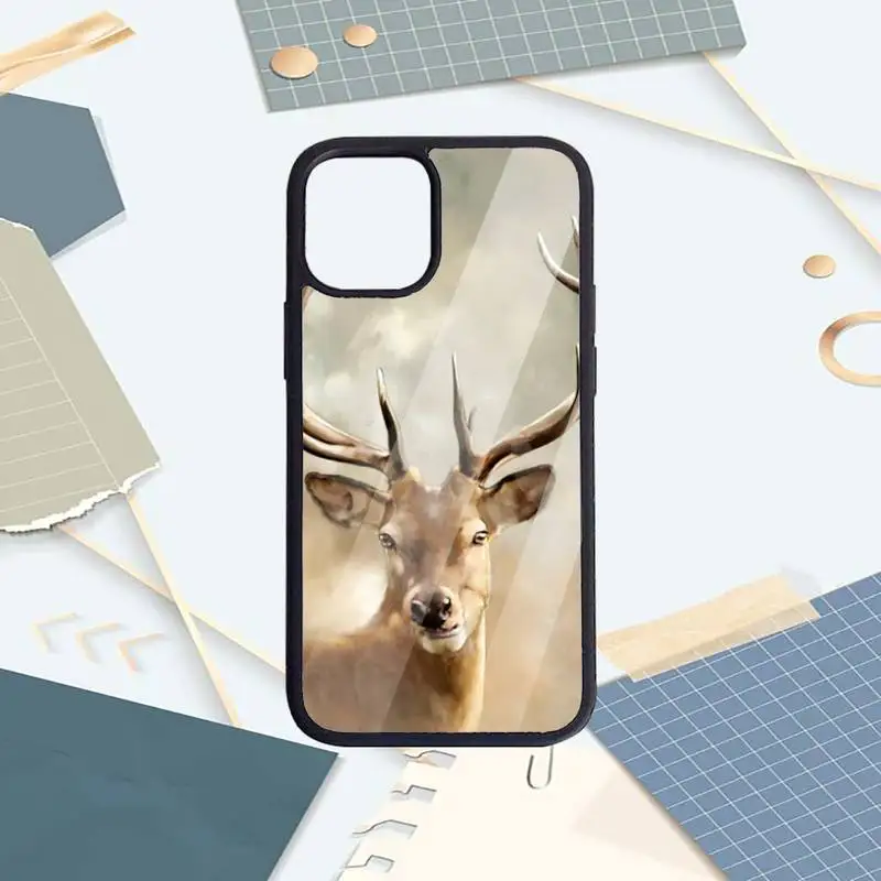 

Stag Bull Moose Reindeer Deer Phone Cases PC for iPhone 11 12 pro XS MAX 8 7 6 6S Plus X 5S SE 2020 XR Luxury brand shell funda