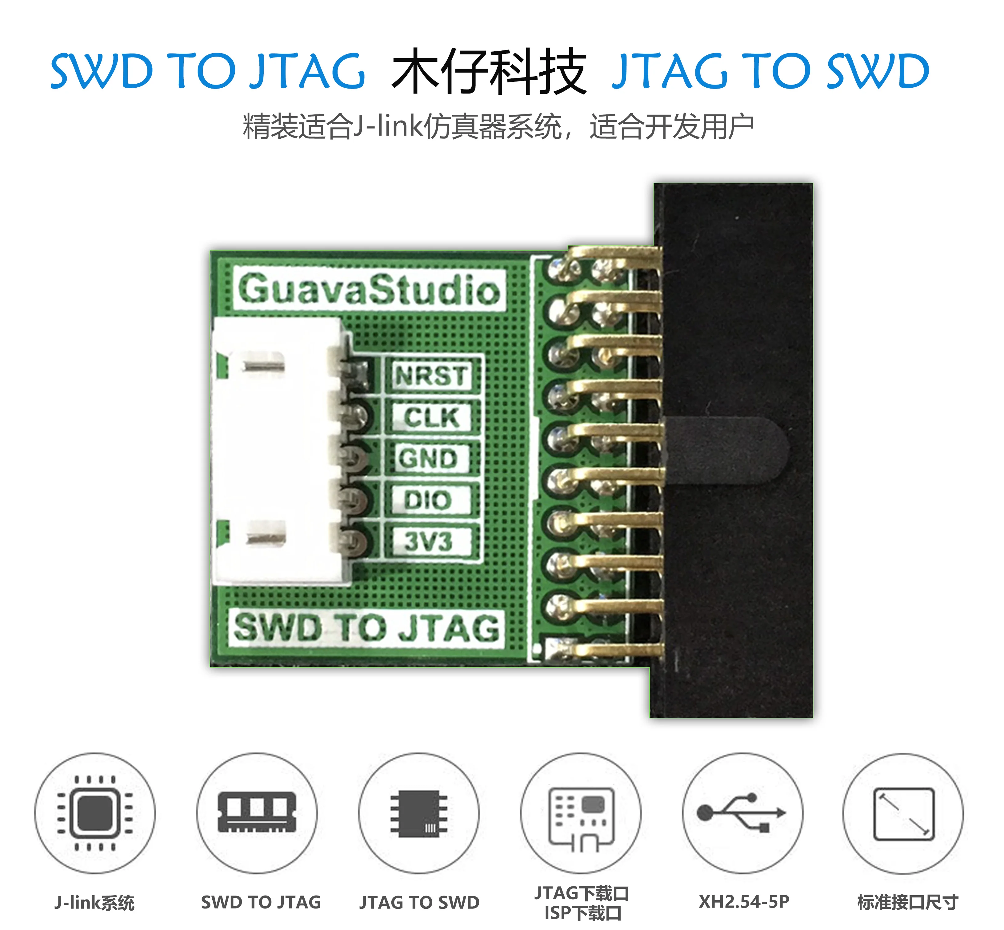 SWD to JTAG Adapter Plate JLINK Adapter Plate SWD to JTAG Adapter Plate Double Head 5p Cable Lead