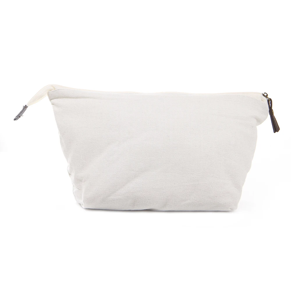 

100% CottonCosmetic Bag Travel Saving Pouch Double Layer Make up Washable Cases With Leather Puller 5.9*3.3*7.7INCH