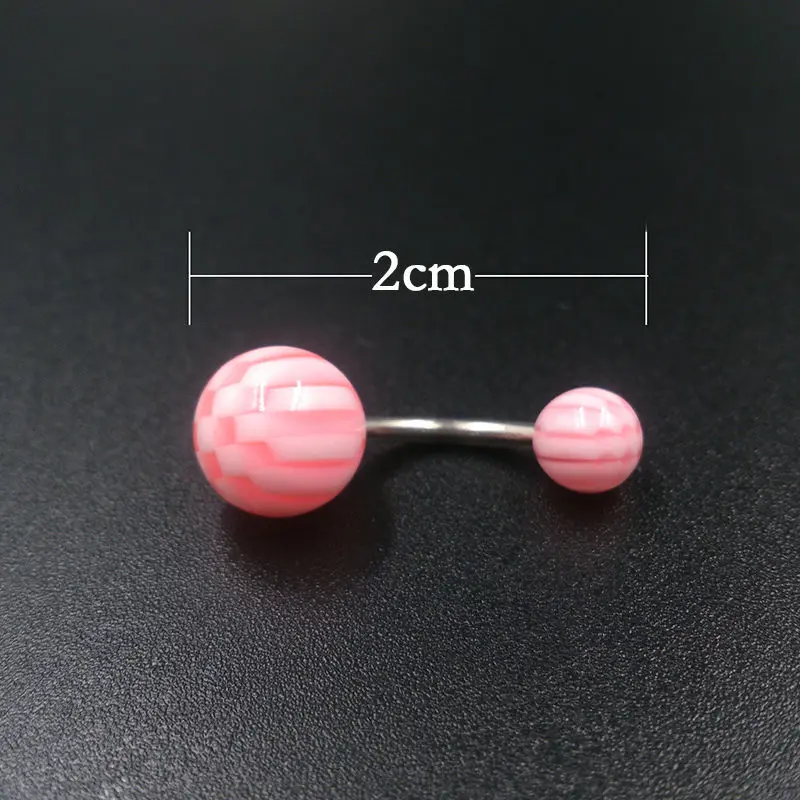 Кольцо-пупок из нержавеющей стали изогнутая штанга с акриловым узором в виде