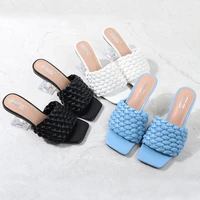 womens fashion sandals 2022 summer new hand woven crystal high heel slippers comfortable and versatile casual 36 41