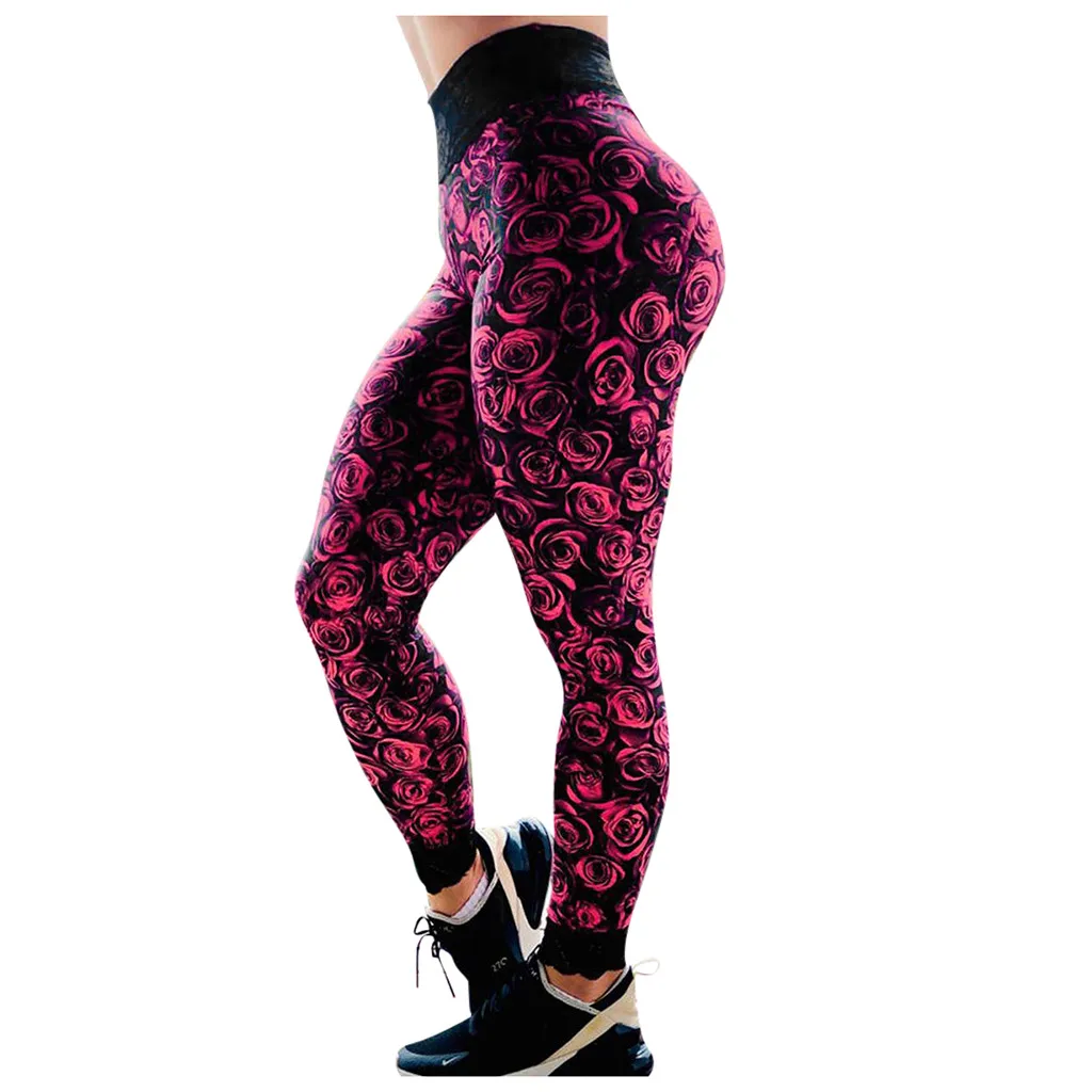 Женские леггинсы с высокой талией и принтом спортивные штаны для бега Yo ga легинсы