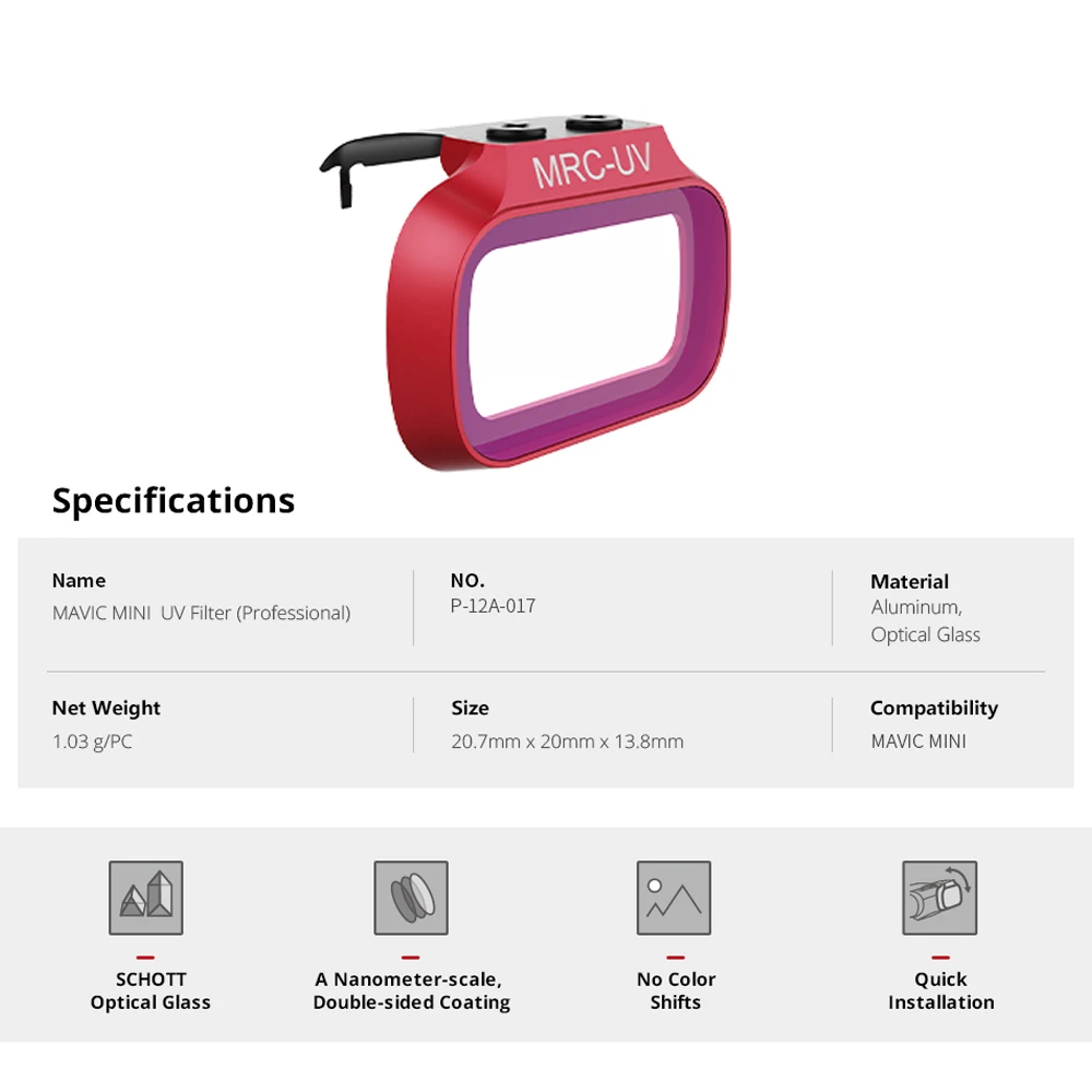 PGYTECH Mavic Mini MRC UV ND фильтры для DJI профессиональные защитные светильник поглощающий