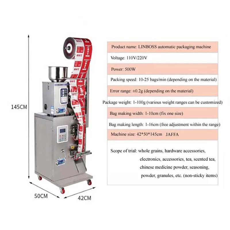 

Automatic Granule Powder Packing Machine For Hardware Nut Cereals Quantitative Filling Machine Stainless Steel Packaging Machine