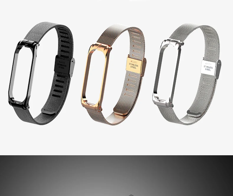 Миланский петлевый ремешок Ми Бэнд 4/3 Метал Бэнд Для Xiaomi Mi Band 4 Браслет Mi Band3 / mi band 3 Аксессуары Магнитная пряжка Quick release