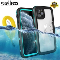 shellbox waterproof case for iphone 12 11 pro max x xr xs max shockproof swimming diving coque cover for phone underwater case