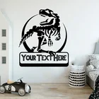 Наклейка на стену с именем динозавра, скелета, животное, игровая комната, игровая комната, персонализированная Наклейка на стену парка Юрского периода, виниловый декор для комнаты мальчика