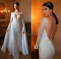 robe mariee sexy lace arabic dubai wedding party dress 201 long sleeves with cape backless bride gowns vestido de novias