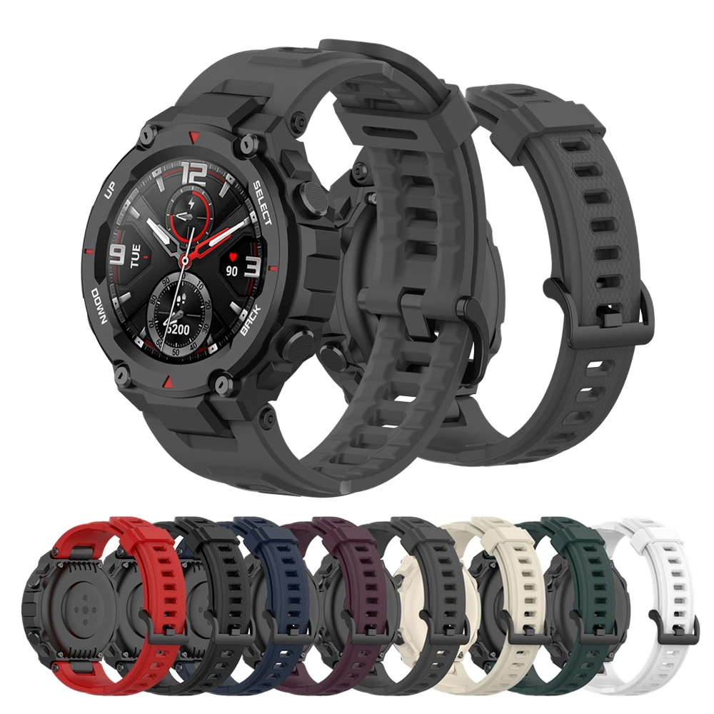Силиконовый ремешок для Huami Amazfit T-Rex, сменный ремешок для смарт-часов Xiaomi Amazfit T-REX Pro, мягкий спортивный ремешок на запястье - изображение