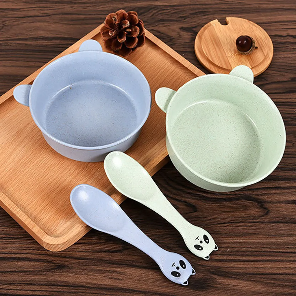 2 шт./компл. Пшеничная солома детская пищевая посуда для кормления мультяшная