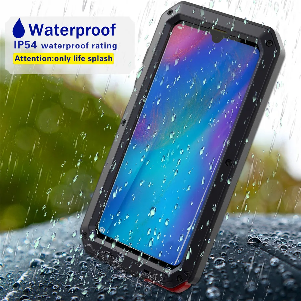 heavy duty protection doom armor metal aluminum phone case for huawei mate 20 pro p30 pro shockproof dustproof cover with glass free global shipping