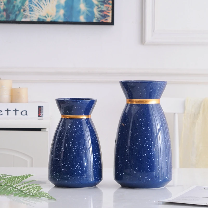 Ваза для цветов в горошек 1 шт. синий темно-синий керамический цветочный горшок с