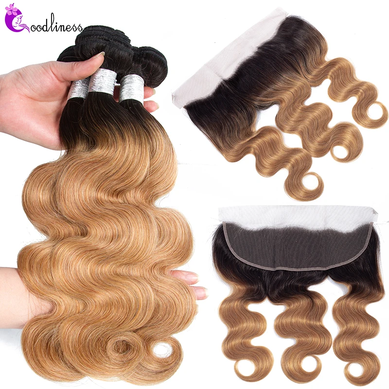 1b 99J бразильские волнистые пучки бордового цвета с фронтальным Омбре блонд пряди