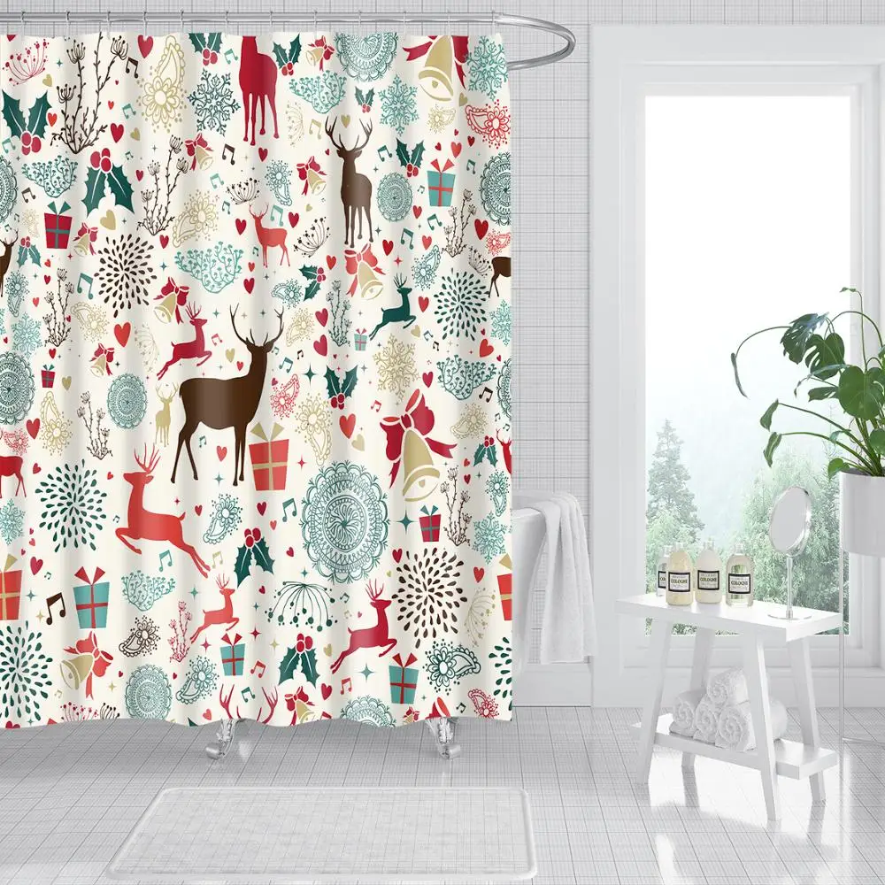 Водонепроницаемая утолщенная Рождественская занавеска для ванной комнаты с