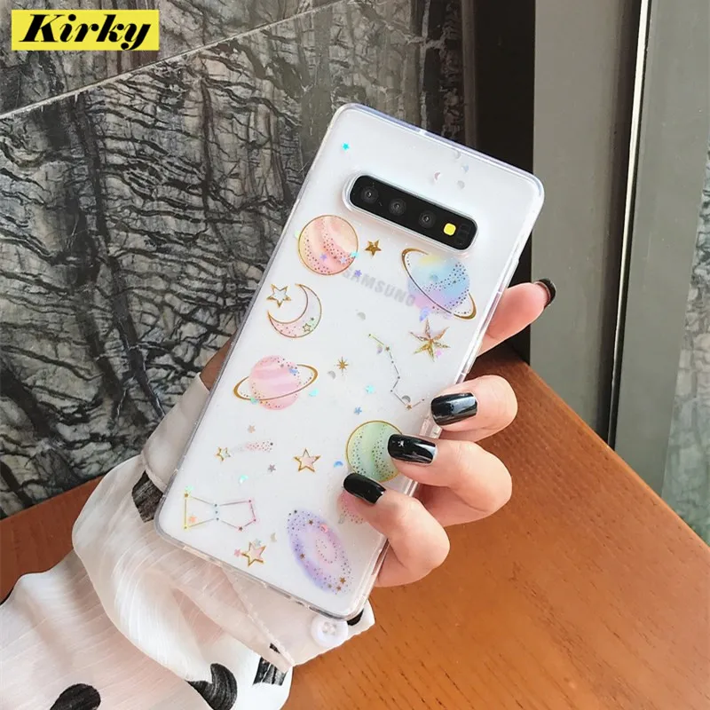 Мультяшный Блестящий Радужный Звездный Ударопрочный силиконовый чехол для