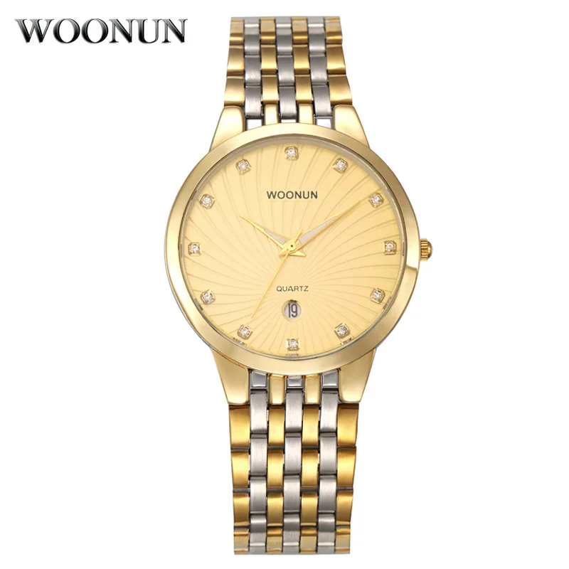 

2020WOONUN Mens Fashion Watches Top Brand Luxury Gold Watches Men Thin Case Diamond Watches for Men Gentleman Watch Herenhorloge