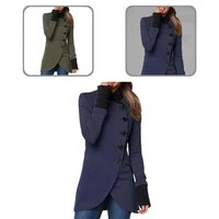 stylish jacket coat ribbed cuffs wear resistant single breasted split women coat women coat long jacket