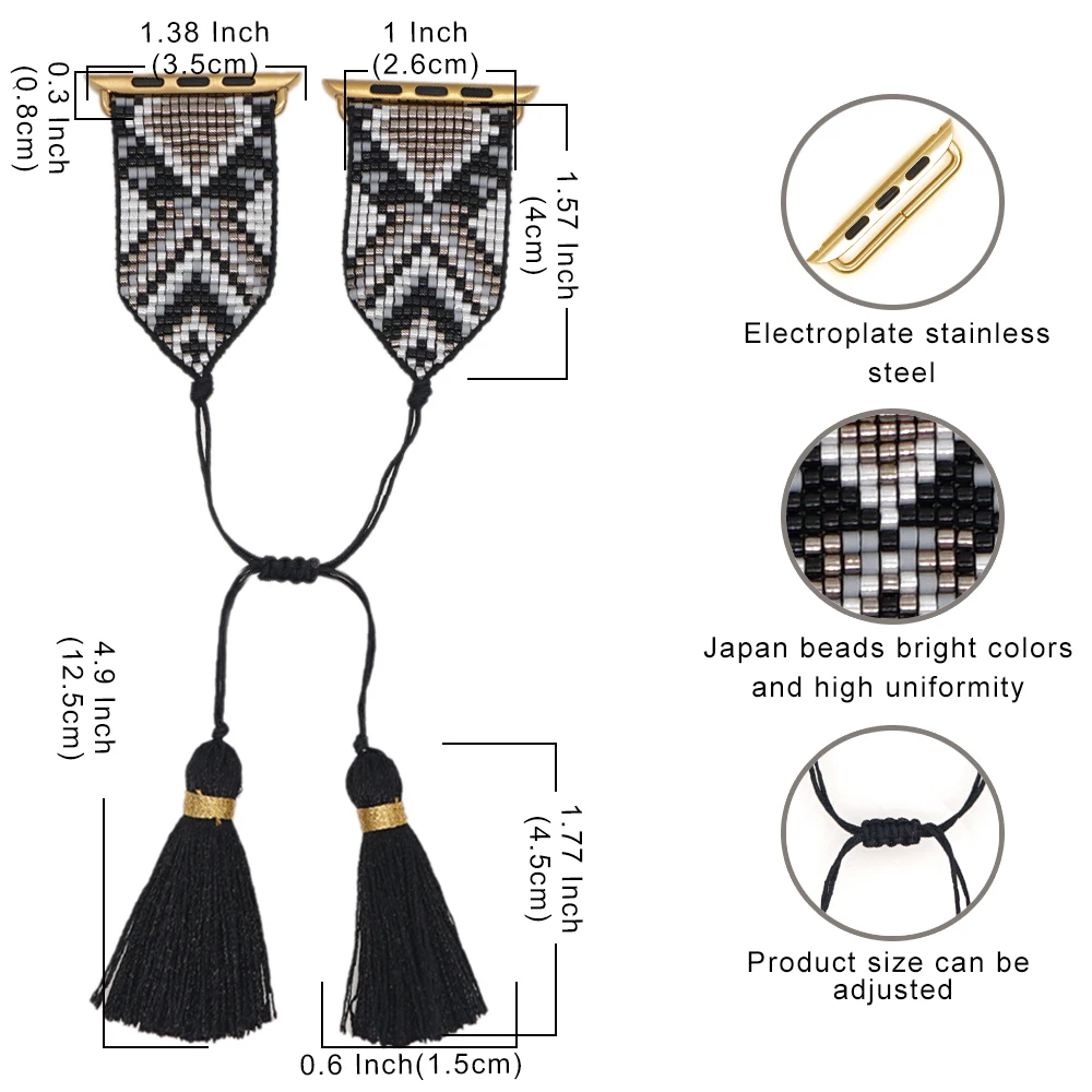 Go2BoHo Смарт-часы для женщин кисточкой Ювелирный ремень часы 42 мм 44 полосы Apple Watch