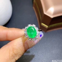 kjjeaxcmy fine jewelry 925 sterling silver inlaid natural emerald womens luxury retro adjustable big gem ring support detection