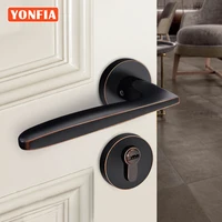YONFIA 8001 Modern American Design ORB Home Security Wood Door Lock With Key Bathroom Lever Black Door Handle For Interior Door