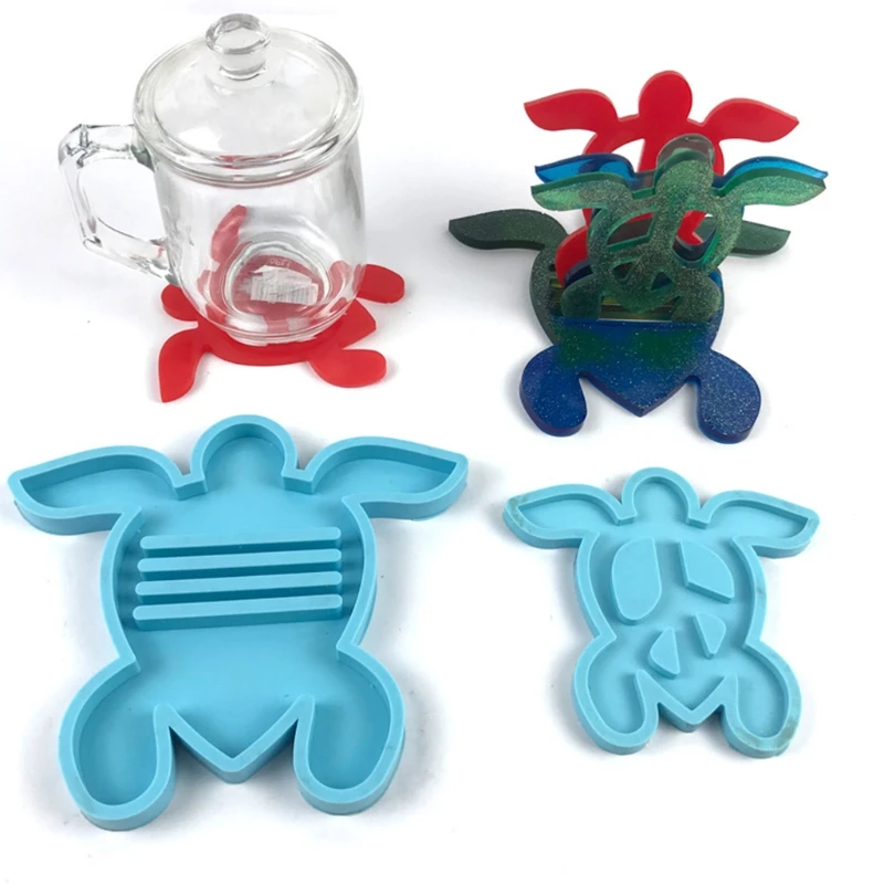 

5 Pcs/Set Tortoise Coaster + Stand Epoxy Resin Mold Cup Mat + Holder Silicone Mould DIY Crafts Home Decoration Tool