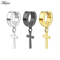 miqiao 2pc stainless steel lock cross pendant for men and women pop hip hop ear jewelry