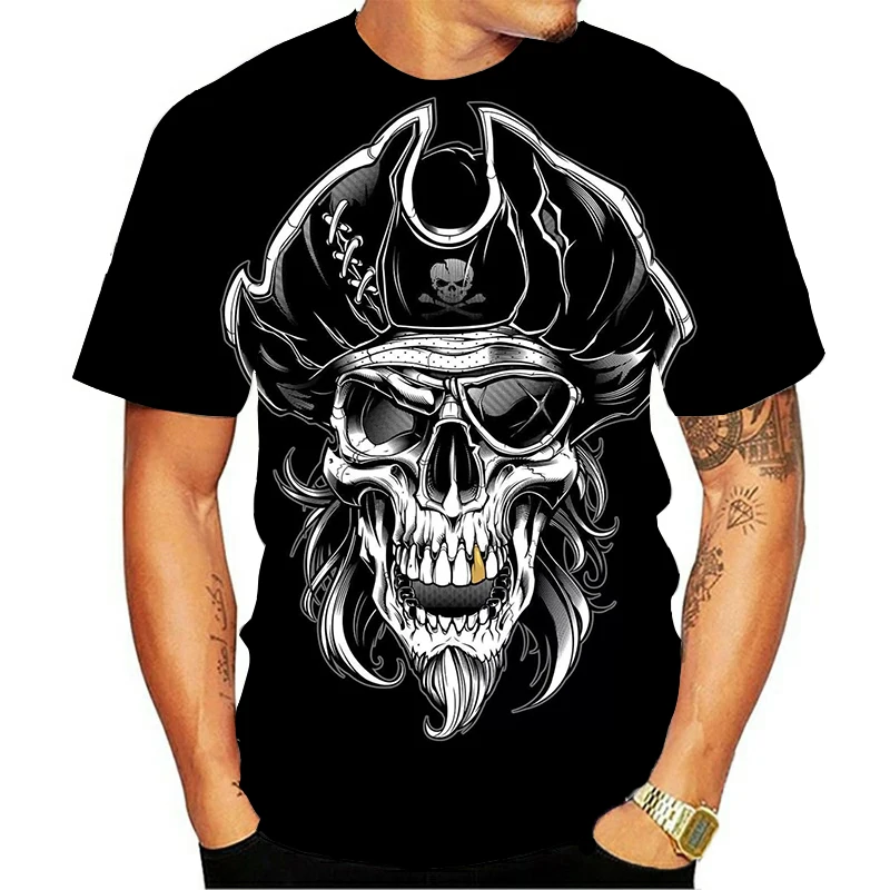 Ужасная футболка черепа футболки 3D Для мужчин с рисунками из мультфильмов
